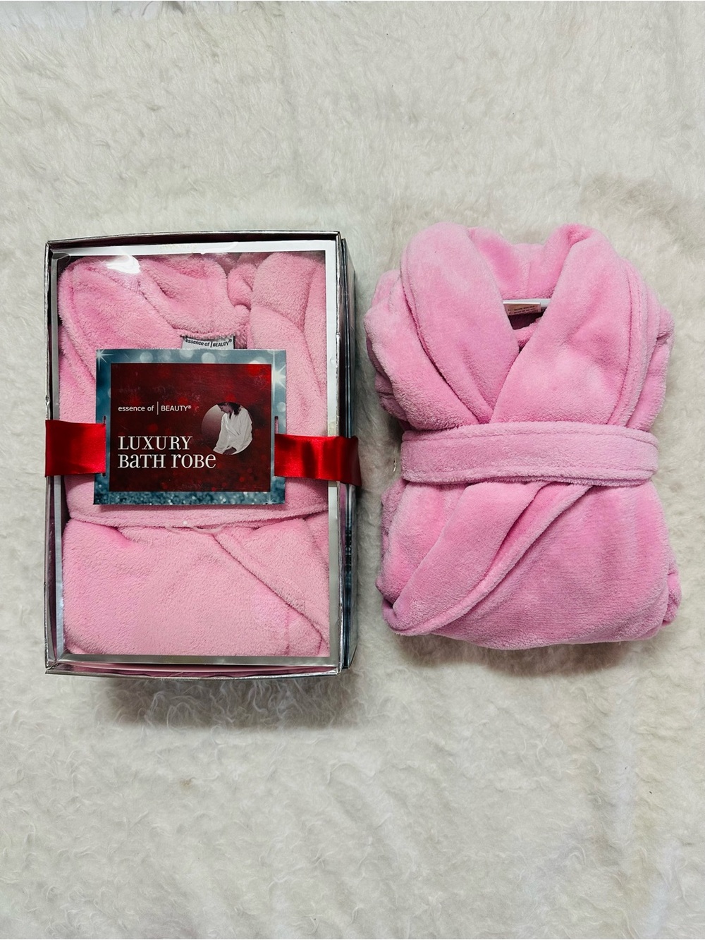 Set 2 Luxury Bath Robe - Pink Plush Women's Robe